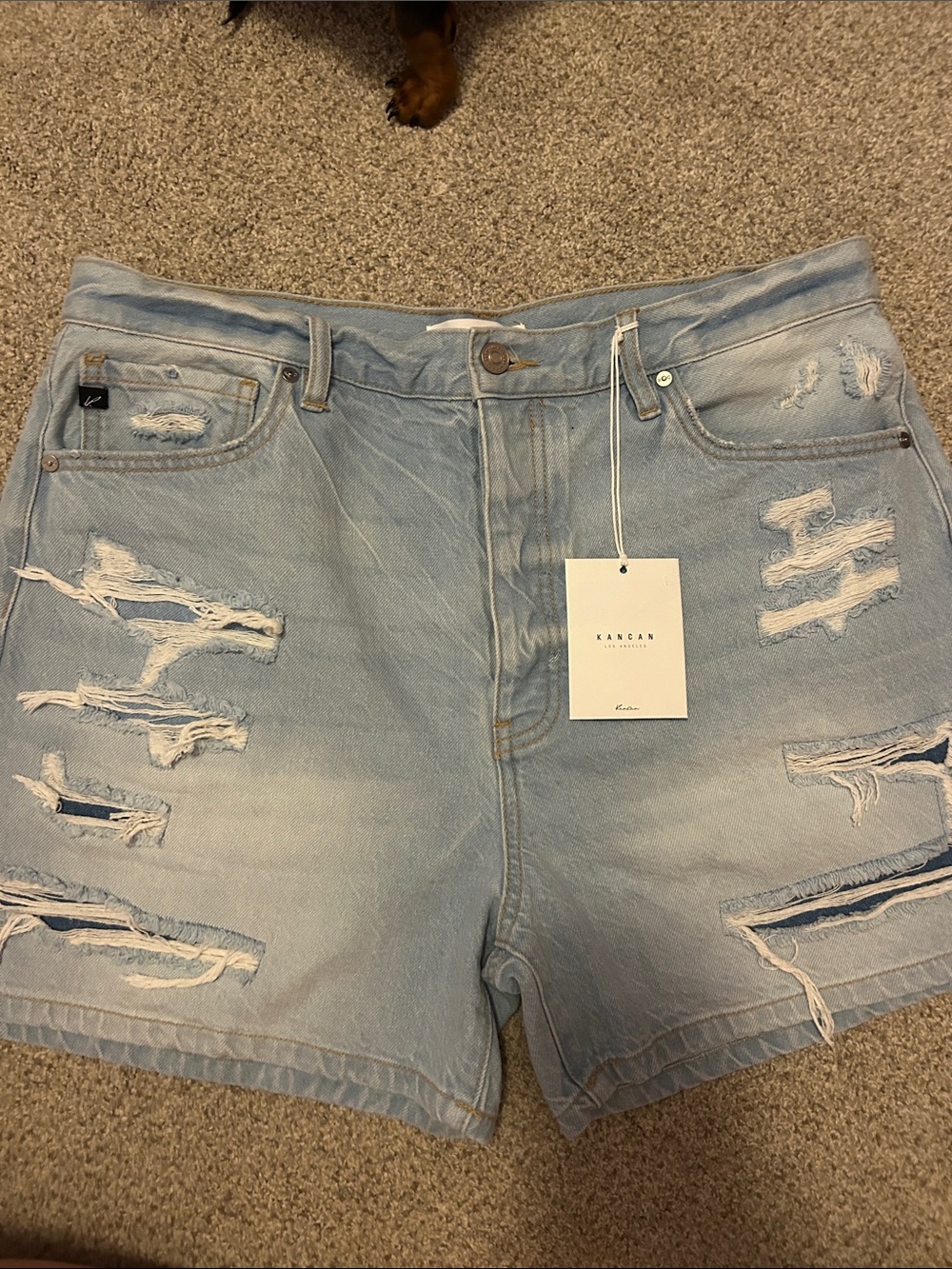 KanCan Light Wash Distressed Denim Shorts
